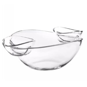 Nymamypee Chip and Dip Serving Set, Double Dip Bowl, Perfect for Chips and Dip, Vegetables and Snacks, Food Server Bowl for Parties, Entertaining