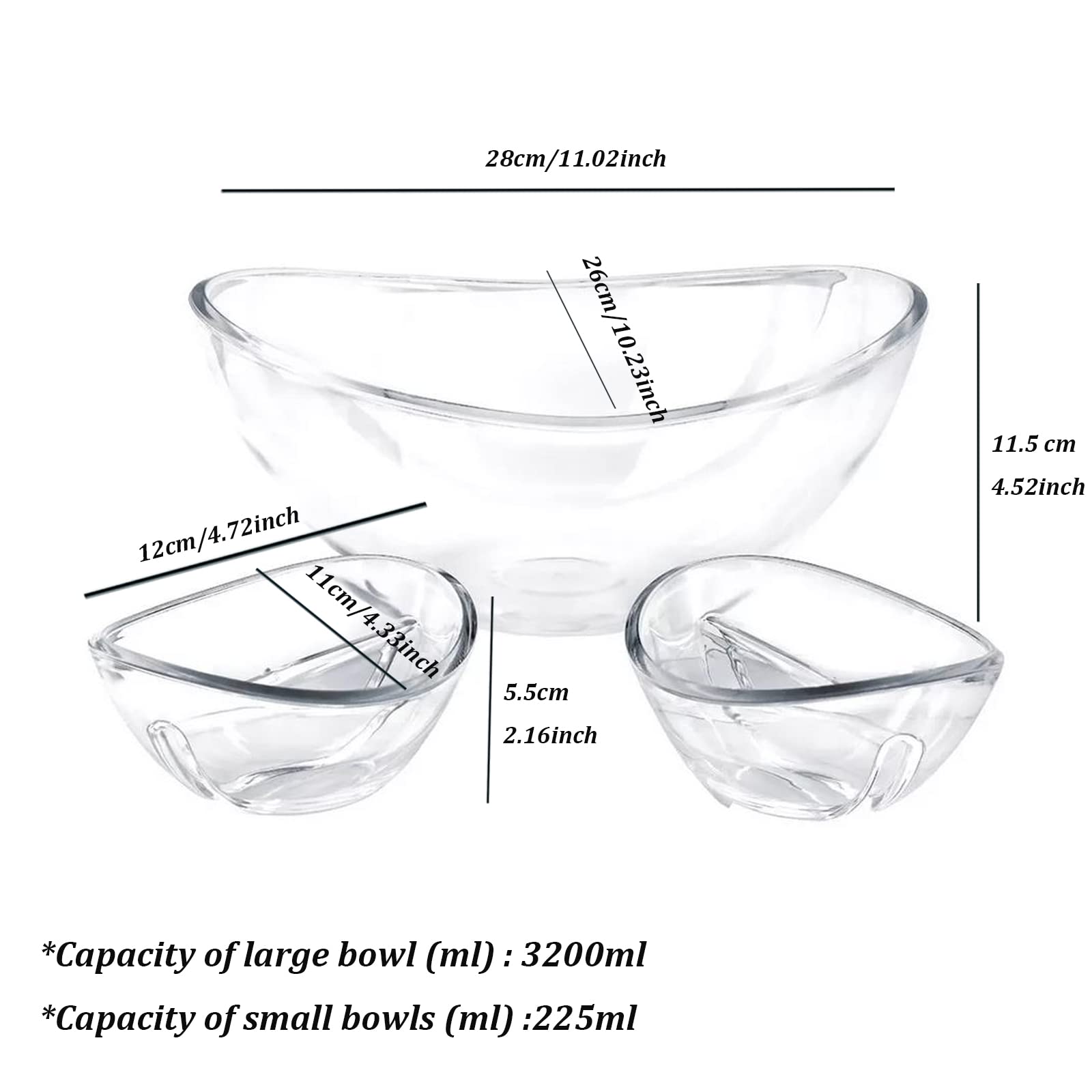 Nymamypee Chip and Dip Serving Set, Double Dip Bowl, Perfect for Chips and Dip, Vegetables and Snacks, Food Server Bowl for Parties, Entertaining