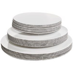 onemore 30-pack white cake board rounds,circle cardboard base boards, 8, 10 and 12-inch. perfect for cake decorating, 10 of each size (white,30)