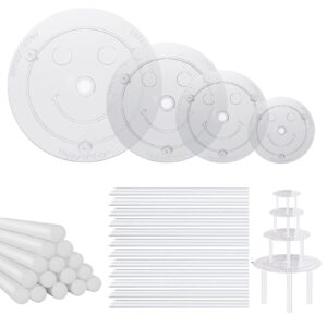 fatpig 20pcs cake rods and 4pcs separator plates for 4, 6, 8, 10 inch tiered cake construction,12pcs cake dowel rods for stacking