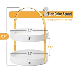 BTaT- Cake Stand 2-Tiers, White Porcelain, Cupcake Stand, Cupcake Holder, Cup Cake Tier Stand, Cupcake Stands, Cupcake Display Stand, Cupcake Tier Stand, Dessert Tray