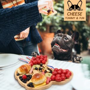 A AIFAMY French Bulldog Cheese Board, 12" inch Frenchie Charcuterie Boards Extra Large Bamboo Funny Serving Tray Aperitif Platter Dog Gift for Housewarming Bachelor Party Thanksgiving Christmas