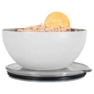 served brand | premium small serving bowl - keep food hot or cold for hours with our vacuum-insulated, double-walled, copper-lined stainless steel serving bowl (white icing)
