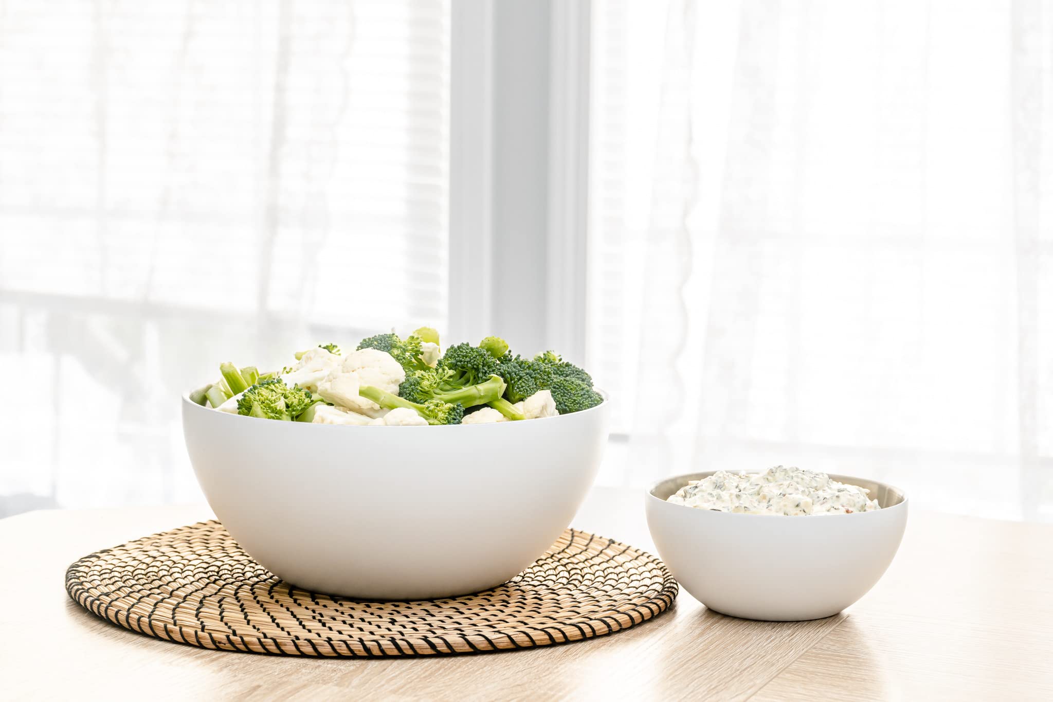 served Brand | Premium Small Serving Bowl - Keep Food Hot or Cold for Hours with our Vacuum-Insulated, Double-Walled, Copper-Lined Stainless Steel Serving Bowl (White Icing)