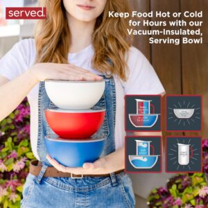 served Brand | Premium Small Serving Bowl - Keep Food Hot or Cold for Hours with our Vacuum-Insulated, Double-Walled, Copper-Lined Stainless Steel Serving Bowl (White Icing)