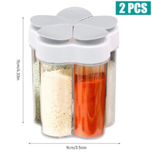 2 PCS Travel Spice Containers, 5 in 1 Camping Seasoning Jars, Clear Plastic Condiment Bottle for Camper, Hiking, BBQ, Picnic