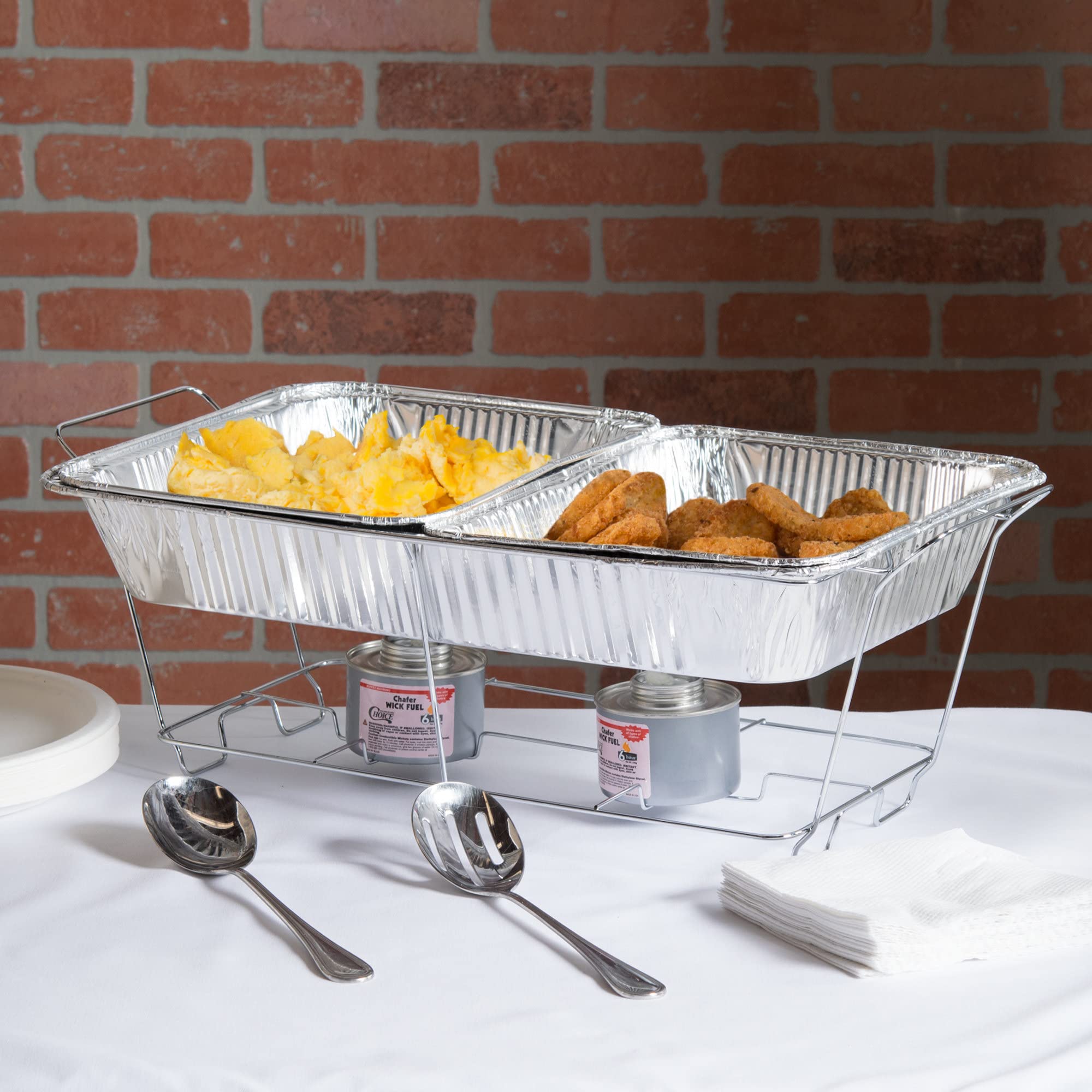Nicole Fantini 36 Piece Party Buffet Serving Kit Includes Chafing Kits and Serving Utensils For All Types Of Parties And Events | Disposable Party Set Including Handy Lighters