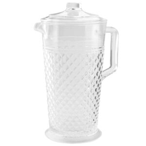 pg acrylic water pitcher - 80oz clear plastic pitcher with lid, shatterproof, ideal for iced tea, lemonade, sangria, drinks and cocktails
