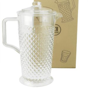 PG Acrylic Water Pitcher - 80oz Clear Plastic Pitcher With Lid, Shatterproof, Ideal for Iced Tea, Lemonade, Sangria, Drinks and Cocktails