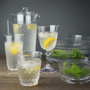 PG Acrylic Water Pitcher - 80oz Clear Plastic Pitcher With Lid, Shatterproof, Ideal for Iced Tea, Lemonade, Sangria, Drinks and Cocktails