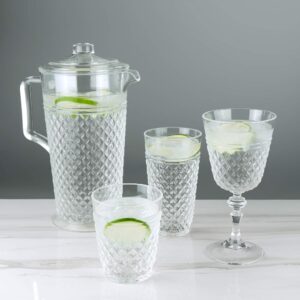 PG Acrylic Water Pitcher - 80oz Clear Plastic Pitcher With Lid, Shatterproof, Ideal for Iced Tea, Lemonade, Sangria, Drinks and Cocktails