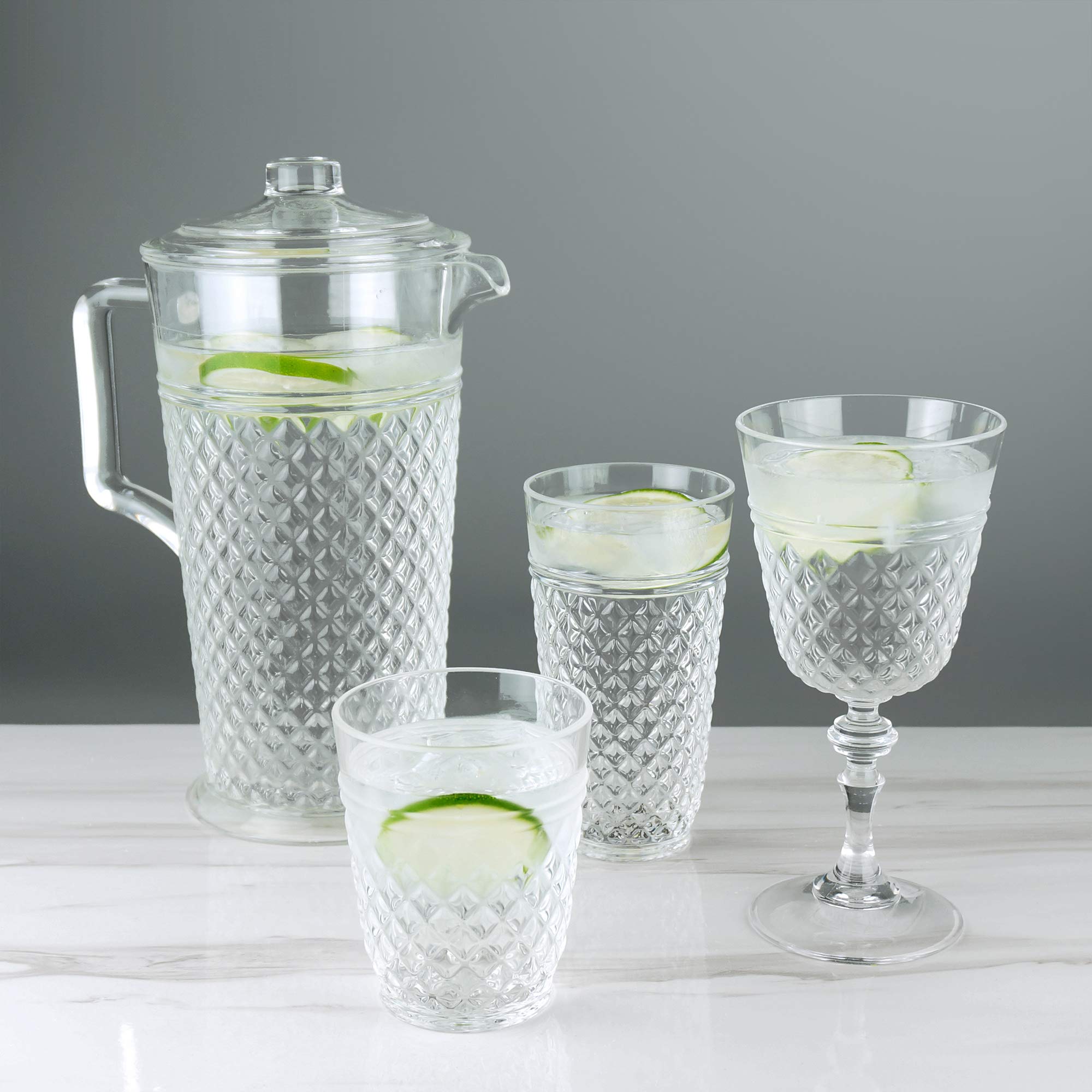 PG Acrylic Water Pitcher - 80oz Clear Plastic Pitcher With Lid, Shatterproof, Ideal for Iced Tea, Lemonade, Sangria, Drinks and Cocktails