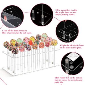 YestBuy Cake Pop Display Stand, 21 Hole Cake Pop Holder, 2 Pack Clear Acrylic Lollipop Holder for Weddings, Birthday Parties, Anniversaries Gift, Halloween, Christmas Candy Decorative