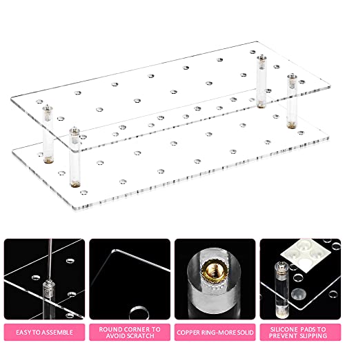 YestBuy Cake Pop Display Stand, 21 Hole Cake Pop Holder, 2 Pack Clear Acrylic Lollipop Holder for Weddings, Birthday Parties, Anniversaries Gift, Halloween, Christmas Candy Decorative