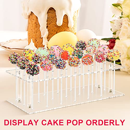 YestBuy Cake Pop Display Stand, 21 Hole Cake Pop Holder, 2 Pack Clear Acrylic Lollipop Holder for Weddings, Birthday Parties, Anniversaries Gift, Halloween, Christmas Candy Decorative