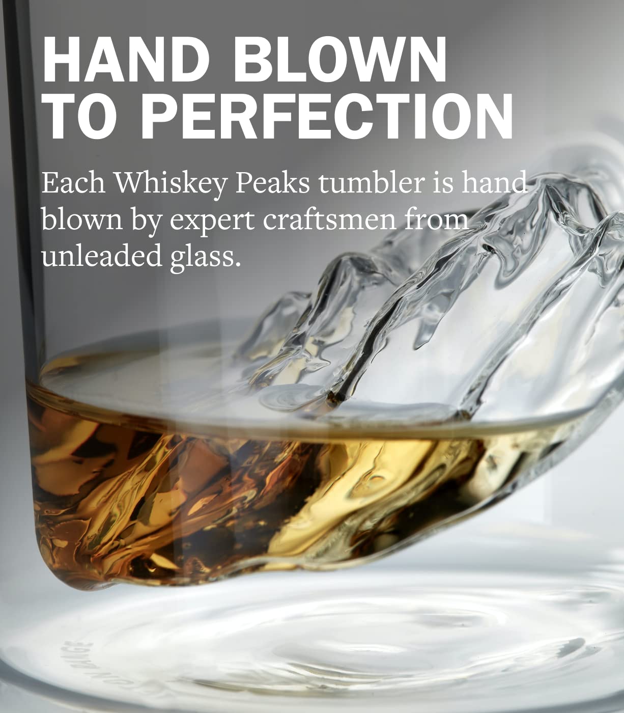 Huckberry Whiskey Peaks Iconic Mountain Bar Glasses, 11.5 oz Capacity, Lead-Free Crystal, Grand Tetons, Set of 4