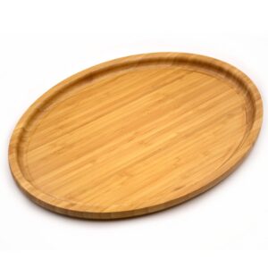 Bamber Large Size Bamboo Serving Tray, Oval, 15.5 x 11.8 x 0.8 Inches