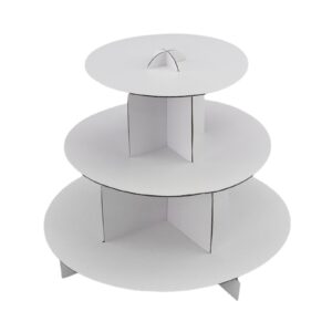 tytroy 3 tier white round cardboard cup cake holder stand dessert tower pastry serving platter