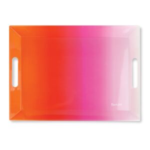 french bull large melamine tray, 19” -designer fun vibrant colorful rectangular dinnerware, food serving platter- indoor and outdoor entertaining, shatterproof, bpa free, dishwasher safe, pink ombre