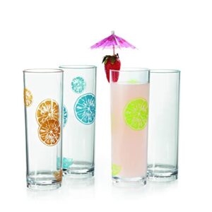 G.E.T. H-14-1-SAN-CL-EC Clear 14 oz. Tom Collins, Break Resistant Dishwasher Safe San Specialty Drinkware Collection (Pack of 4)