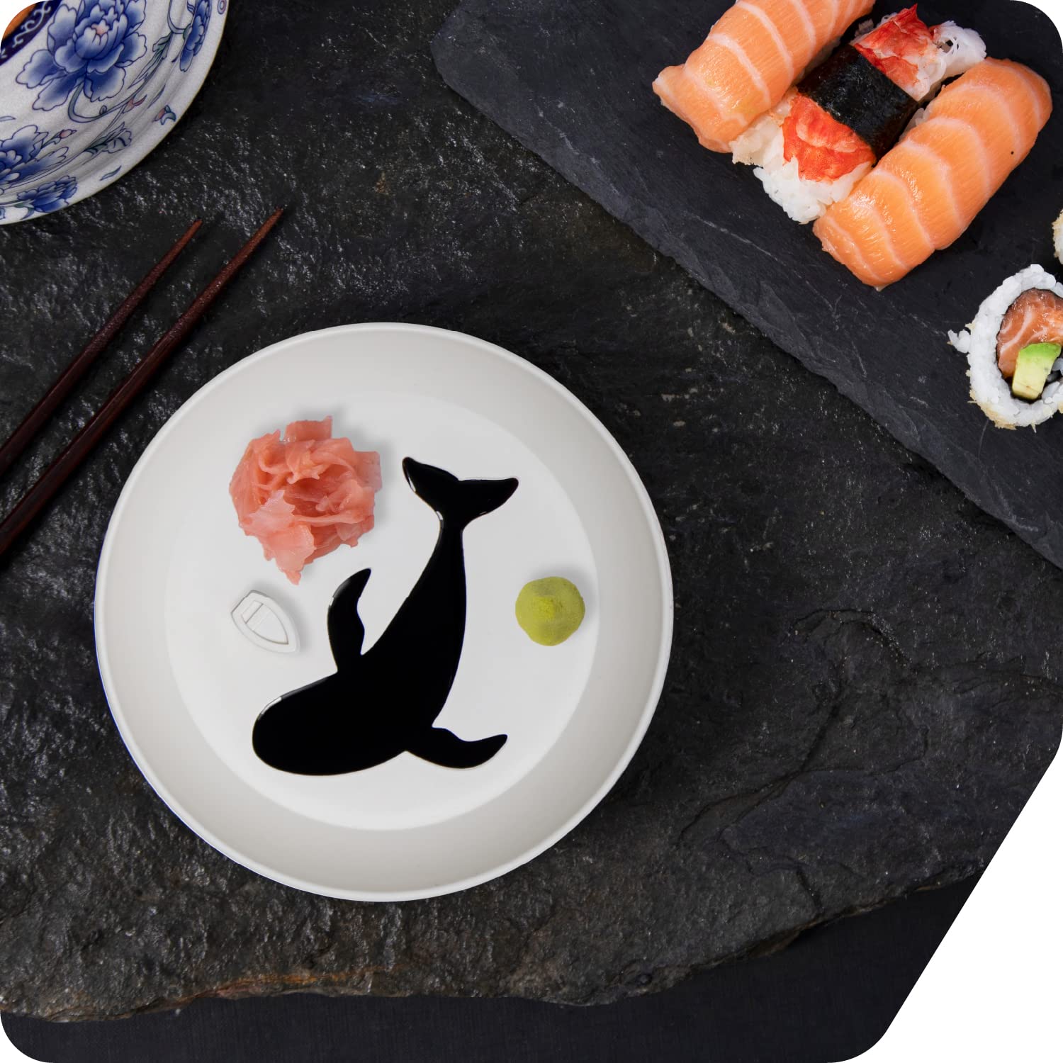 PELEG DESIGN Dip Sea Whale Dipping Dish Balsamic and Olive Oil Soy Sauce Plate Round Dipping Sauce Bowl Dipping Dish Plate (White)