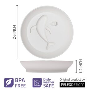 PELEG DESIGN Dip Sea Whale Dipping Dish Balsamic and Olive Oil Soy Sauce Plate Round Dipping Sauce Bowl Dipping Dish Plate (White)