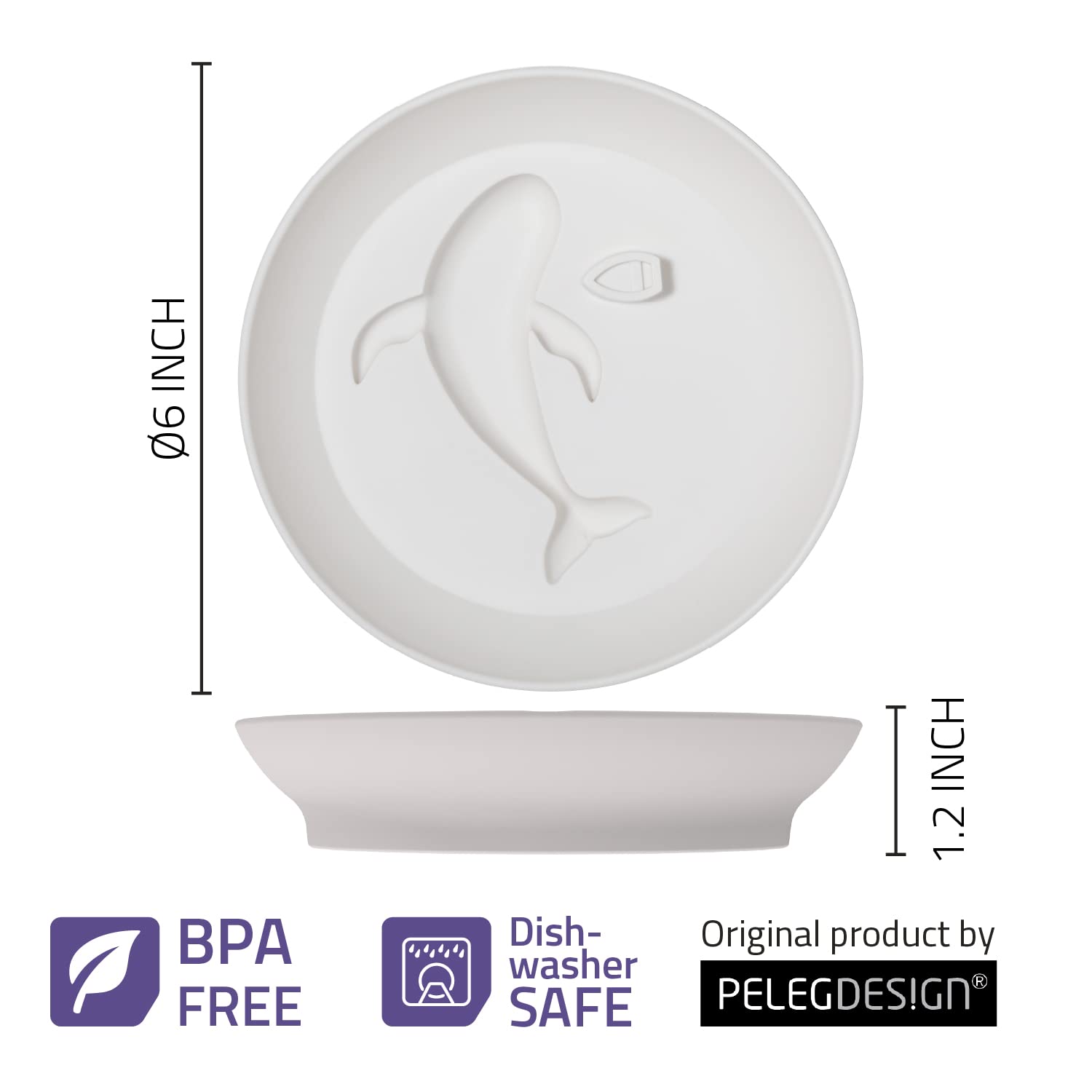 PELEG DESIGN Dip Sea Whale Dipping Dish Balsamic and Olive Oil Soy Sauce Plate Round Dipping Sauce Bowl Dipping Dish Plate (White)