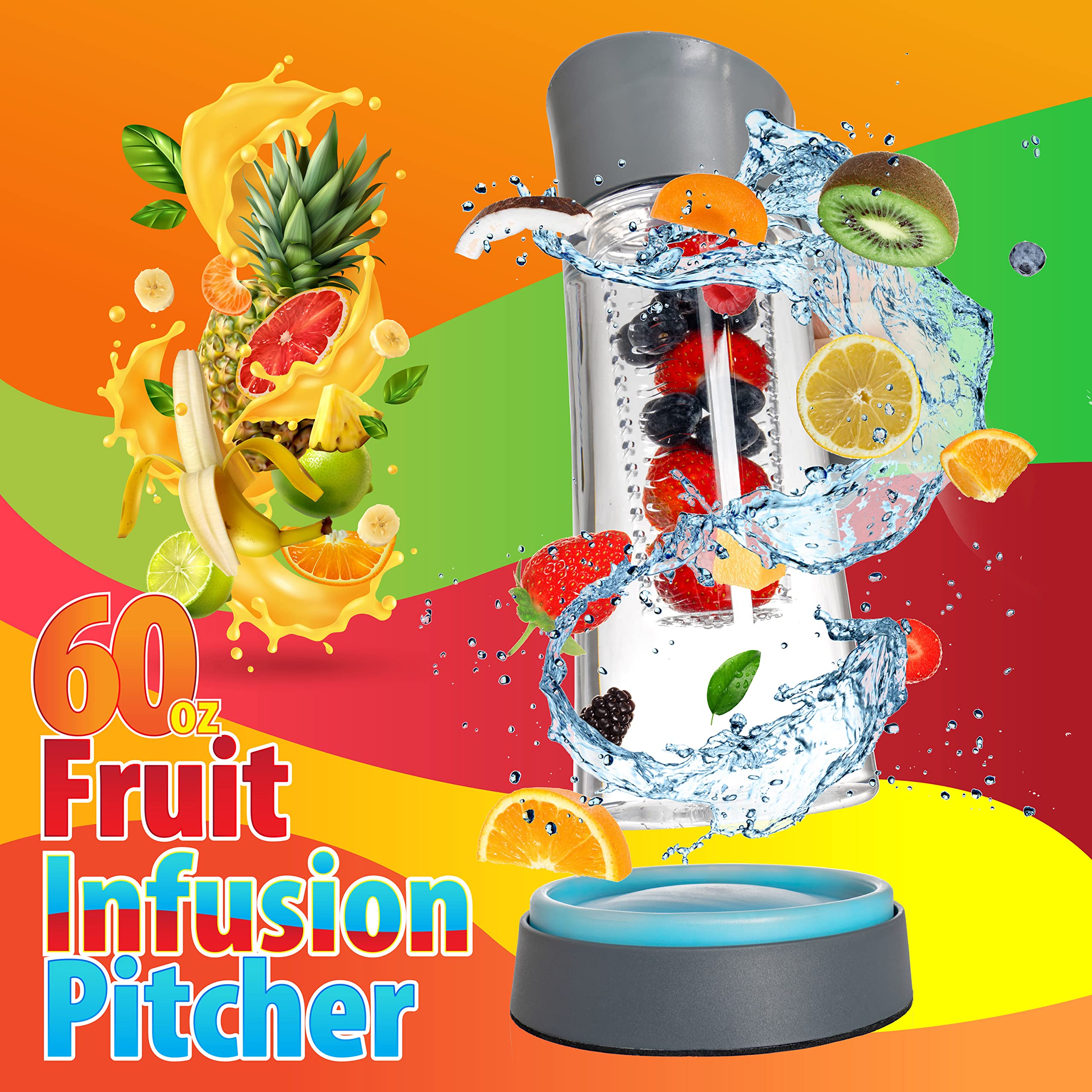 Wyndham House Fruit Infusion Pitcher, 60 Ounce, With Freezer Gel Base