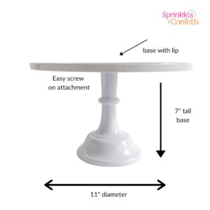 11" White Plastic Cake Stand | Melamine Wedding Cake Stand | Pretty Cake Stands for Dessert Table | Serving Trays for Party or Brunch Decorations | Adorable Cake Plate by Sprinkles & Confetti