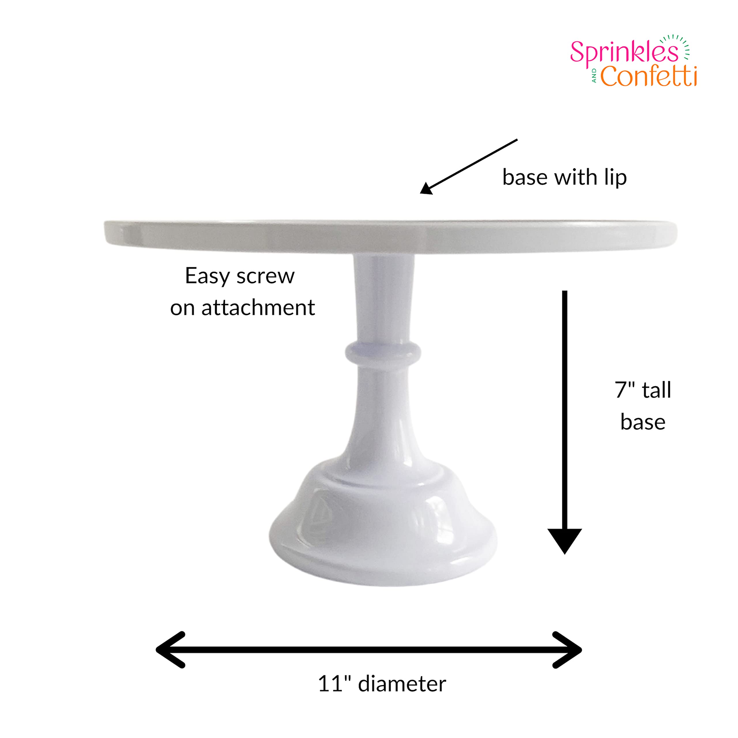 11" White Plastic Cake Stand | Melamine Wedding Cake Stand | Pretty Cake Stands for Dessert Table | Serving Trays for Party or Brunch Decorations | Adorable Cake Plate by Sprinkles & Confetti