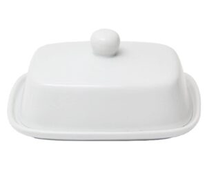 butter dishwith lid for countertop, ceramics butter keeper holder with airtight cover,butter container for counter or fridge, white butter holder