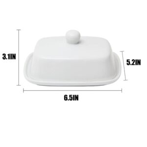 Butter Dishwith Lid for Countertop, Ceramics Butter Keeper Holder With Airtight Cover,Butter Container for Counter or Fridge, White Butter Holder