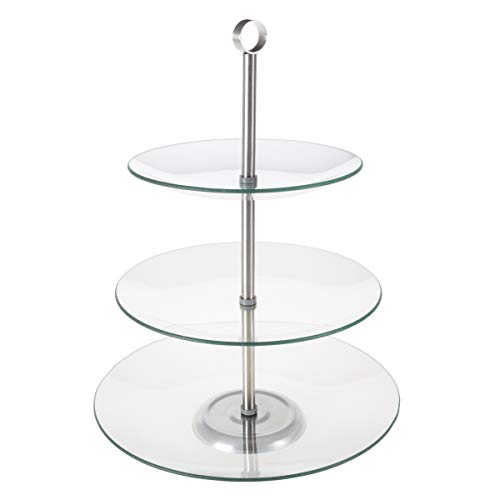 Home 3-Tier Dessert Stand-Tempered Round Glass Display Tower for Cupcakes, Cookies, Fruit, Appetizers–Buffet, Wedding, Party Serveware by Classic Cuisine, Standard, Clear