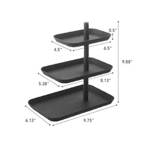 Yamazaki Home 3-Tier Serving Stand - Appetizer Tray Organizer for Party or Kitchen Steel One Size Black