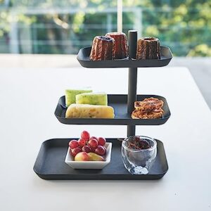 Yamazaki Home 3-Tier Serving Stand - Appetizer Tray Organizer for Party or Kitchen Steel One Size Black