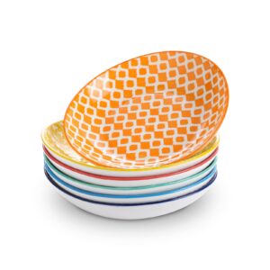 selamica 8 inch porcelain oval serving bowls for salad, dessert, oven safe, dinner plates, pasta bowls set of 6 (assorted colors)
