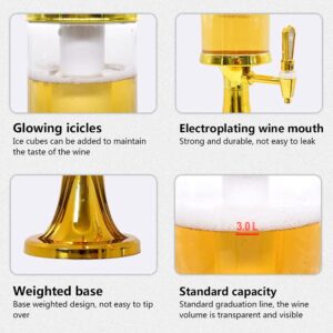 3L Beer Tower Beverage Dispenser with LED Colorful Shinning Lights and Ice Tube, Keep Beverages Ice Cold, Clear Fashionable Drink Dispenser for Home/Bar/Party/Gameday…