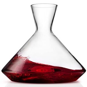 wine decanter – hand-blown crystal wine carafe – elegant modern pouring vessel for hosting parties – wine aerator for better wine experience (60 oz)