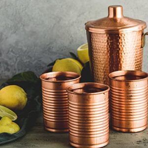 Kosdeg - Copper Pitcher With Lid - 44 Oz - Drink More Water, Lower Your Sugar Intake And Enjoy The Health Benefits - Pure Copper Handmade Hammered Jug, The Best Bedside Carafe - Heavy Gauge