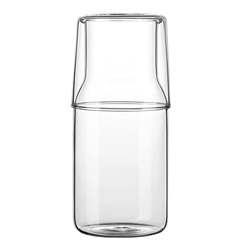 Water Carafe clear glass Vintage Nightstand Carafe with cup to keep you hydrated during the night Tumbler Glass 500 ml