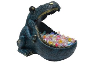 cuzokola dinosaur statue big funny unique candy bowl for office desk animal candy dish for office desk decor and key bowl for entryway table and blue playful teal candy bowls decorative home decor