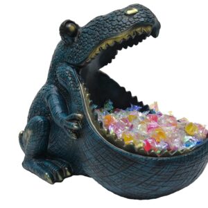 CUZOKOLA Dinosaur Statue Big Funny Unique Candy Bowl for Office Desk Animal Candy Dish for Office Desk Decor and Key Bowl for Entryway Table and Blue Playful Teal Candy Bowls Decorative Home Decor