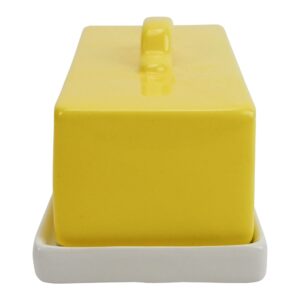 Premium Quality Butter Ceramic Lidded Butter Dish,Yellow
