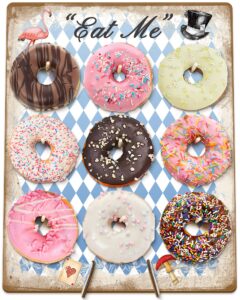 faivykyd alice in wonderland donut wall display stand,wonderland themed party decorations for weddings,birthday & donut grow up parties,mad hatters tea party props,eat me donut holder fits 9 doughnuts