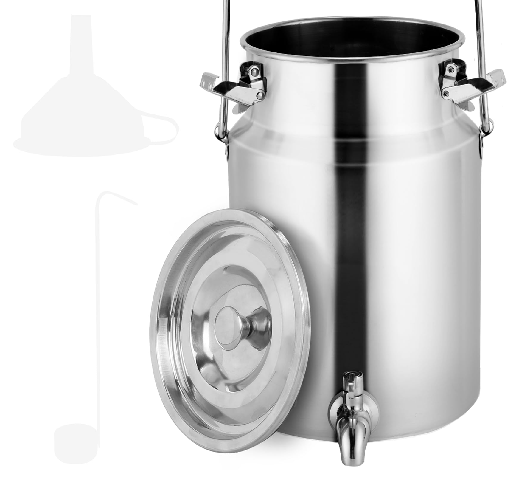 YMJOINMX 304 Stainless Steel Milk Can with Spigot 1.3 Gallon 5 Liter Metal Water Beverage Drink Dispenser Milk Pail Bucket for Milk Wine Oil