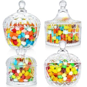 inftyle glass candy dish with lid set of 4 crystal glass candy jar jewelry box dappen dish cookie jar for decorative storage gift idea (4pcs clear)…