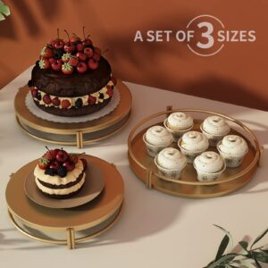 Vivevol 3-Piece Gold Cake Stands for Dessert Table Cupcake Stand Set, Cake Tray Cookies Display Candy Plate Party Decorating 8”-10”-12”