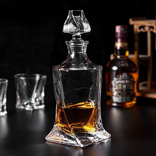 KANARS Whiskey Decanter Set, Premium Crystal Liquor Decanter with 6 Old Fashioned Glasses for Cocktail Scotch Bourbon Irish Whisky Alcohol, Unique Men Gifts for Father's Day