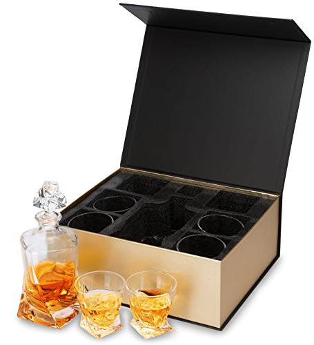 KANARS Whiskey Decanter Set, Premium Crystal Liquor Decanter with 6 Old Fashioned Glasses for Cocktail Scotch Bourbon Irish Whisky Alcohol, Unique Men Gifts for Father's Day