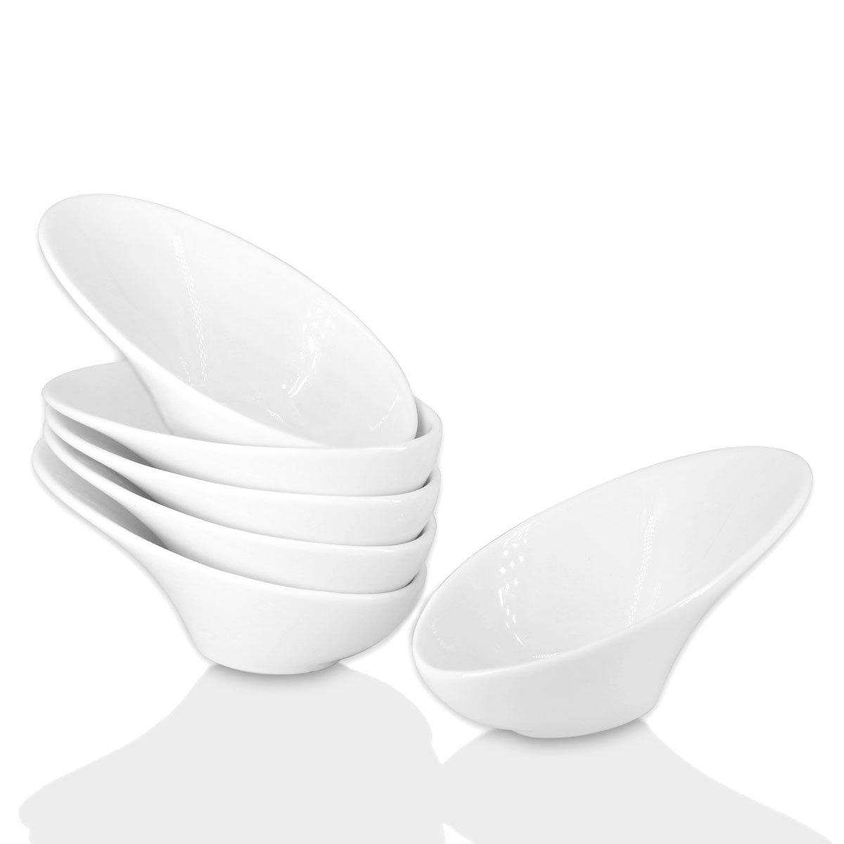 Holitika Sushi Soy Sauce Dish - Dipping Bowls Set, White Porcelain Dipping Sauce Bowls/Dishes for Soy Sauce, Ketchup, BBQ Sauce or Seasoning- 1 Oz,Set of 6,D2